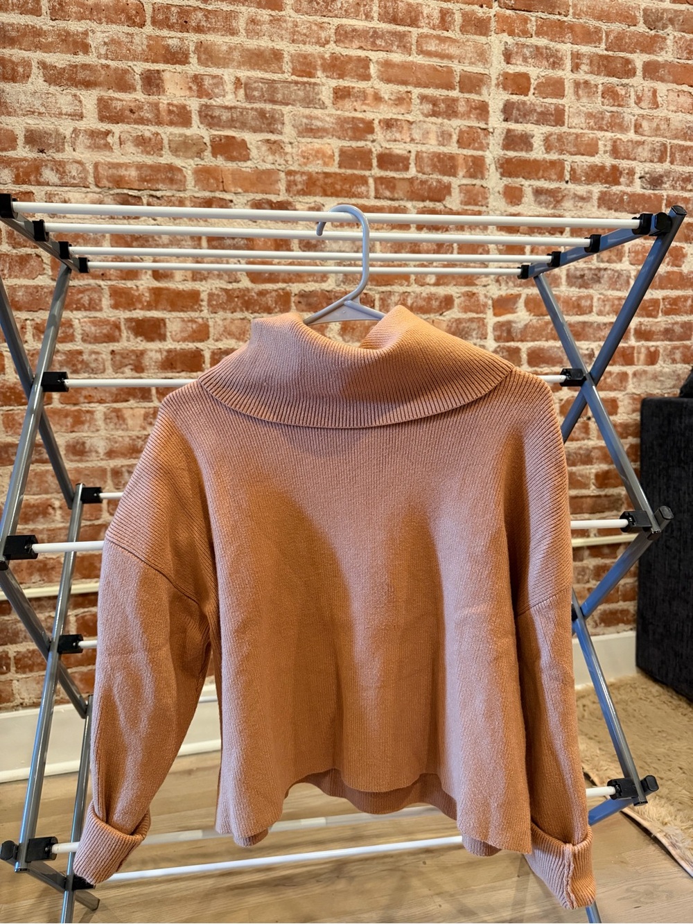 Lulu's Dusty Rose Funnel Neck Ribbed Sweater